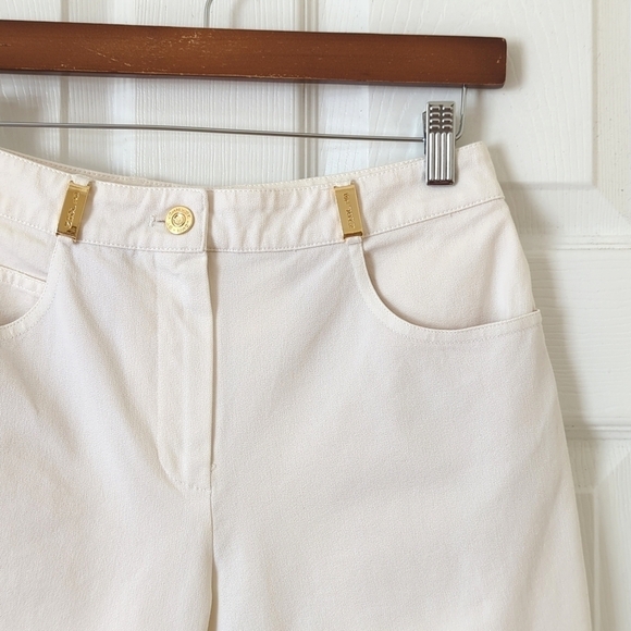 St. John Sport Lightweight High Waisted Relaxed Fit Straight Leg Pants Cream 4 - Picture 14 of 16